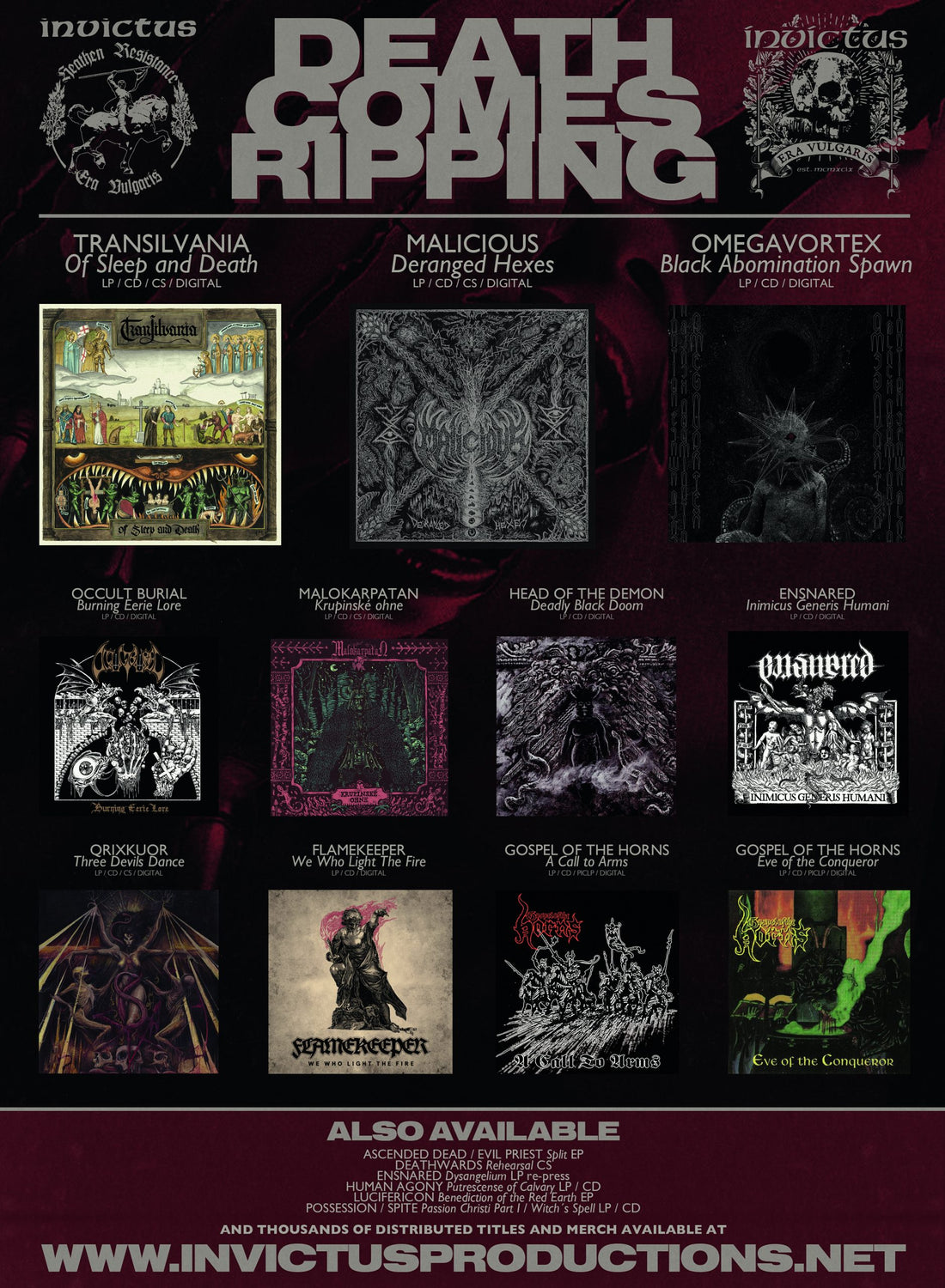 Death Comes Ripping! Upcoming, current and recent releases on Invictus.
