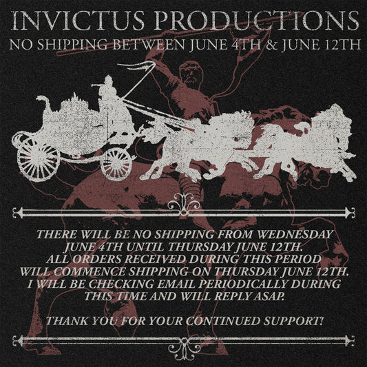 NO SHIPPING FROM JUNE 4TH UNTIL JUNE 12TH!