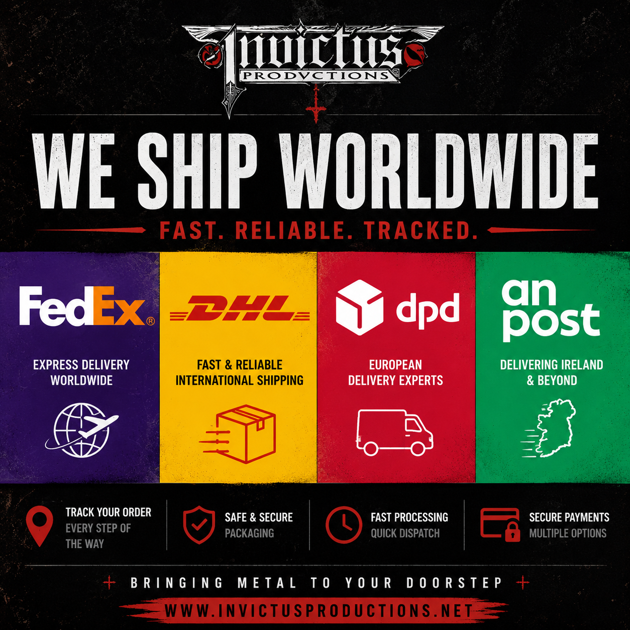 WORLDWIDE SHIPPING! FEDEX! DHL! DPD! AN POST!