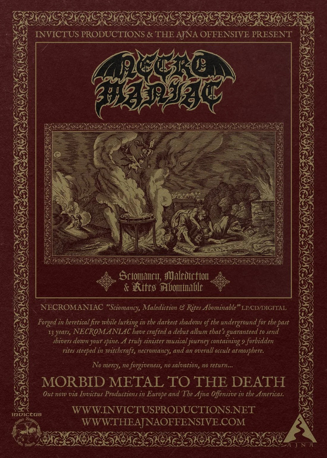 NECROMANIAC Sciomany, Malediction & Rites Abominable OUT NOW!