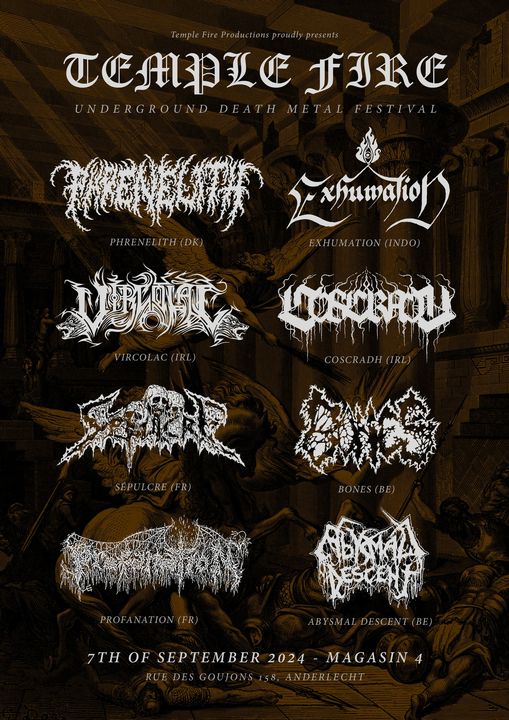Temple Fire Fest, Brussels, 7/9/24 w/BONES, COSCRADH, SÉPULCRE & more!