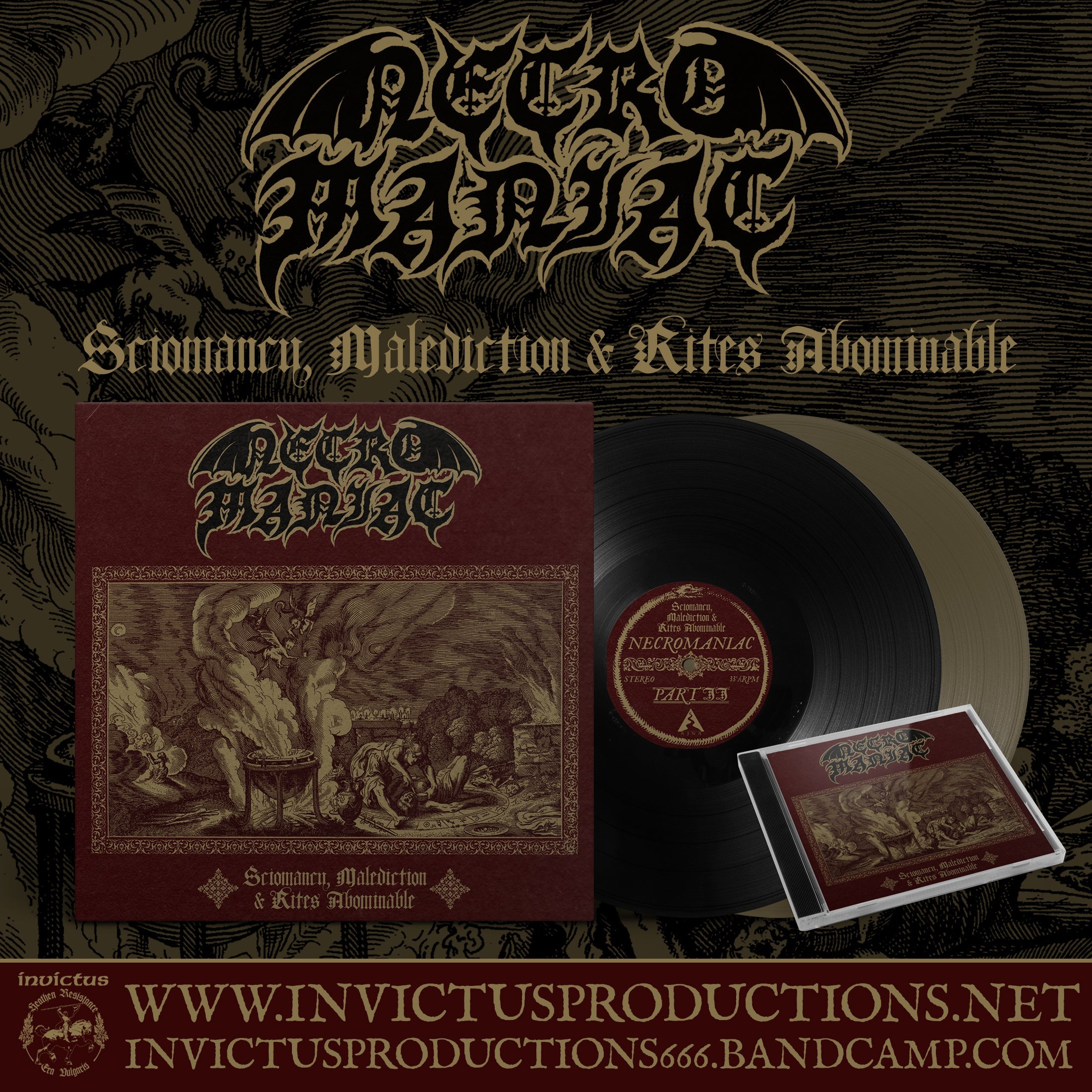 NECROMANIAC Sciomancy, Malediction & Rites Abominable LP Available For Order NOW!
