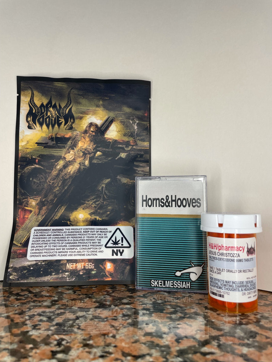 Horns & Hooves - I Am The Skel Messiah limited edtion cassette w/H&H Pharmacy Bag