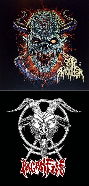NUNSLAUGHTER (USA) / PAGANFIRE (Phil) - "Obscured Visions of Satanic Arson" (Death/Thrash Metal) 12'' Split LP - RED VINYL