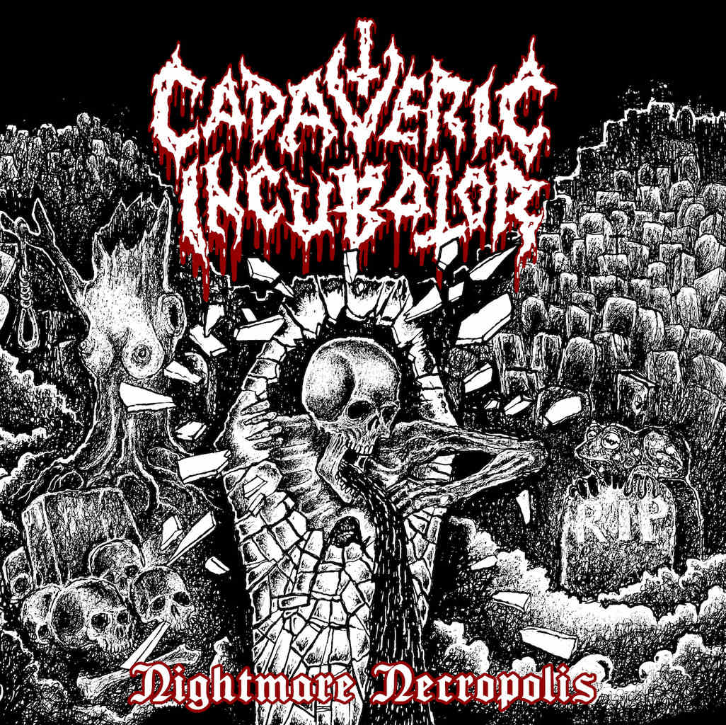 CADAVERIC INCUBATOR - Nightmare Necropolis (12" Gatefold LP on Ultra Clear w/ Red/Black/Grey Heavy Splatter Vinyl w/ 2-Sided Poster & Insert)