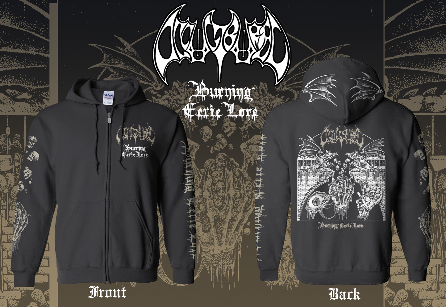 Occult Burial - Burning Eerie Lore zipper hoodie